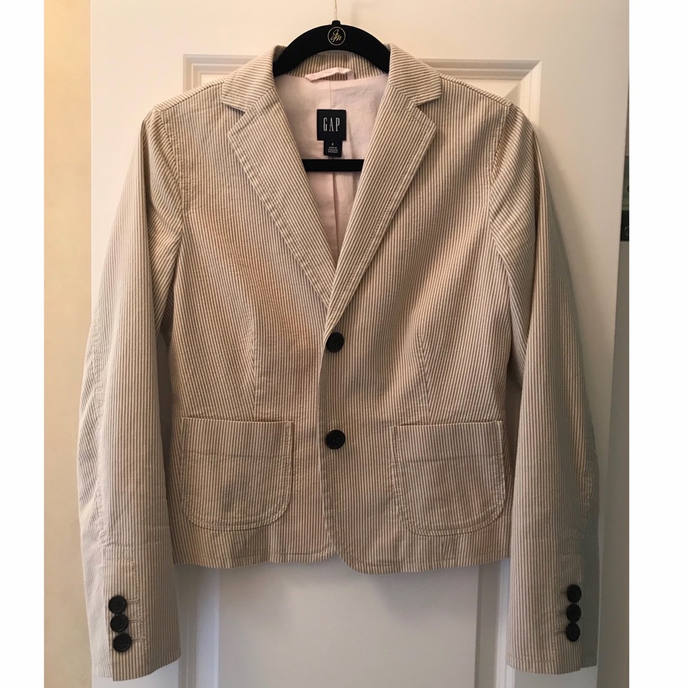 Gap pinstripe seer sucker dressy casual blazer